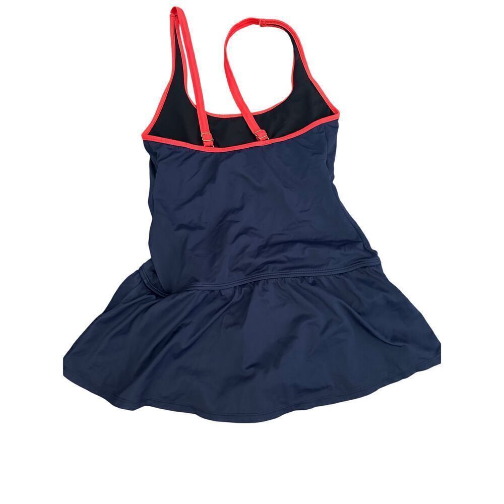 Tommy Hilfiger Blue & Red Trim Built In Bra & Skirt One Piece Swimsuit Size 6